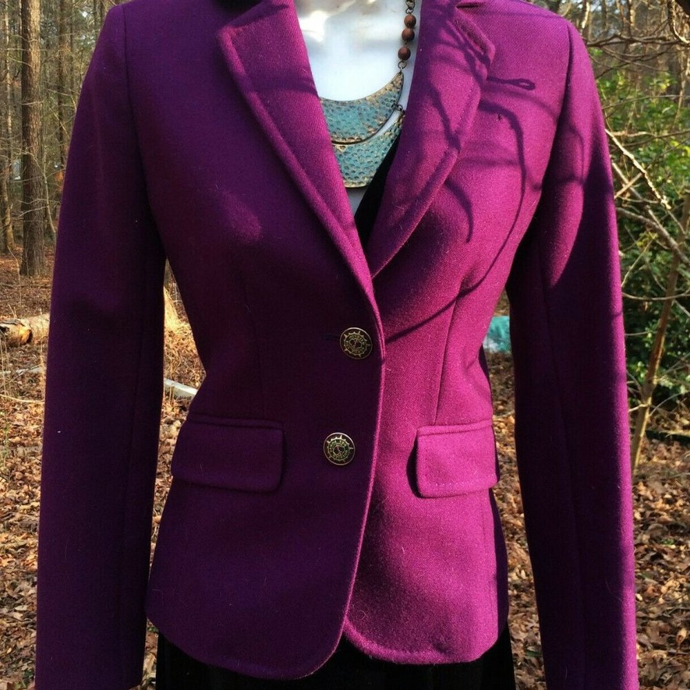 J Crew purple 100% wool classic schoolboy blazer 0